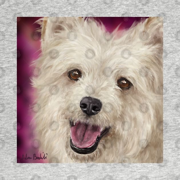 Painting of a Furry Cute Pomapoo Smiling by ibadishi